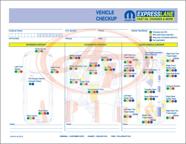 Chrysler vehicle checkup form #4